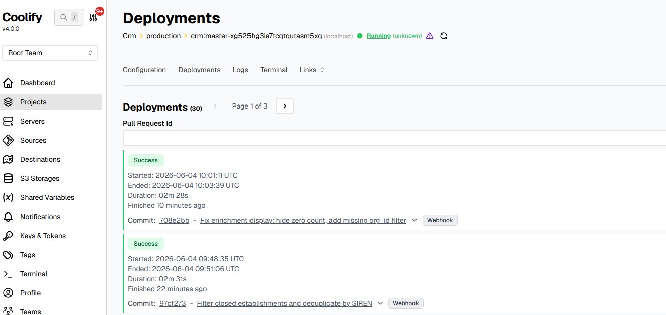 Coolify interface