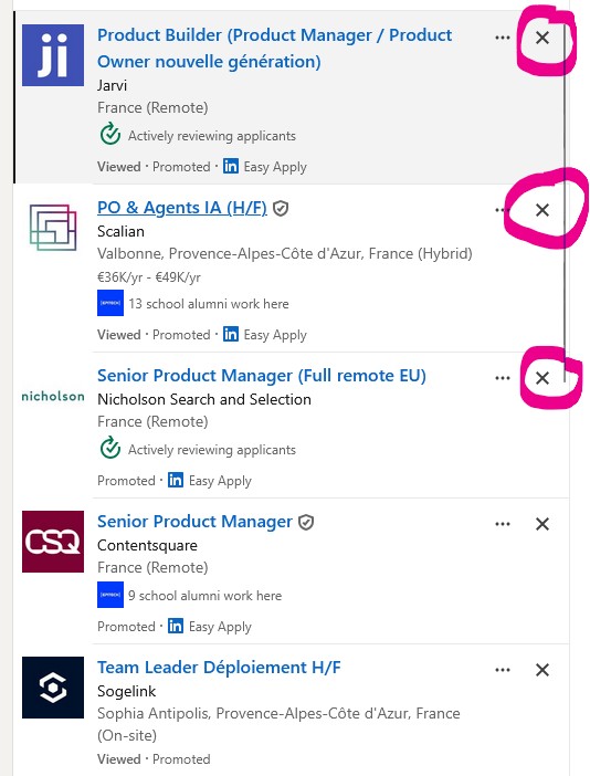 LinkedIn hide a job posting